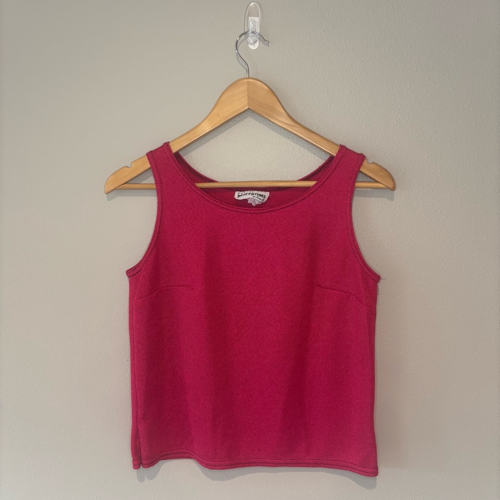 VINTAGE PETITE PERCEPTIONS Pink Shimmery Cropped Tank‎ Top 80s 90s Size 8P
